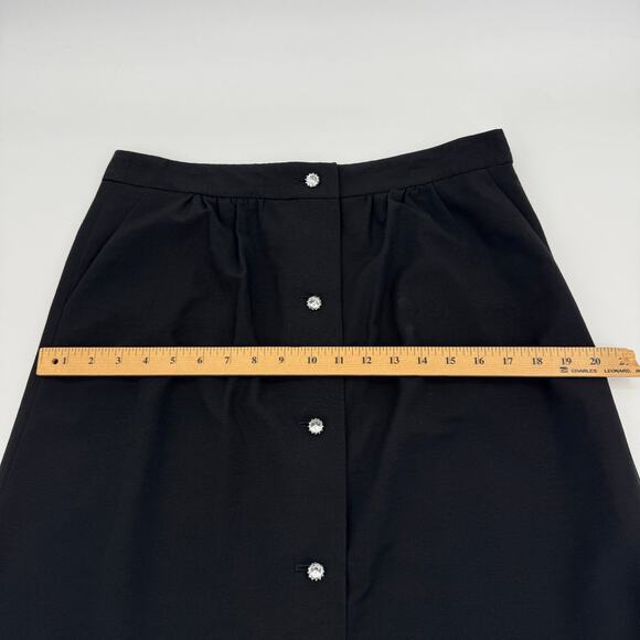 New TALBOTS Womens Rhinstone Black A-Line Skirt Size 8 Mini Short Faux Button - Picture 8 of 9